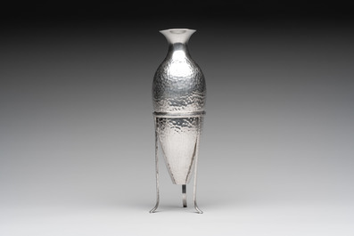 A silver amphora on stand and a Lalaounis silver vase, 925/000, Greece, 20th C.