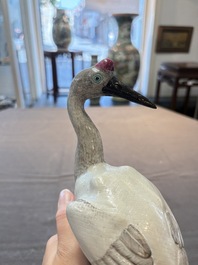 A pair of Chinese famille rose 'crane' groups, 19th C.