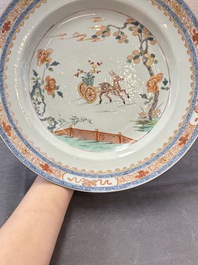 A pair of Chinese famille verte 'deer' dishes, Yongzheng