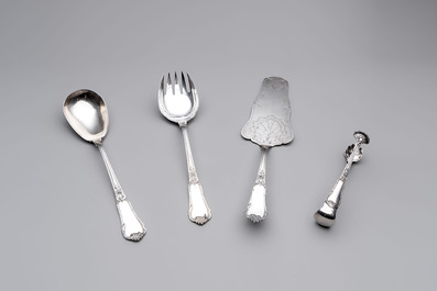 A set of four silver serving pieces, 800/000, Wolfers Fr&egrave;res, Brussels, 20th C.