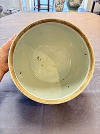 A Chinese blue and white and a famille rose 'kamcheng' bowl and cover for the Straits or Peranakan market, 19th C.