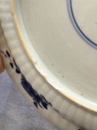 Six Chinese blue and white 'peony scroll' plates, Kangxi