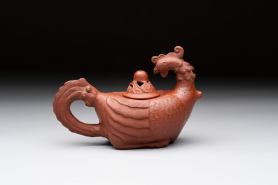 A Chinese Yixing stoneware 'phoenix' teapot, Kangxi