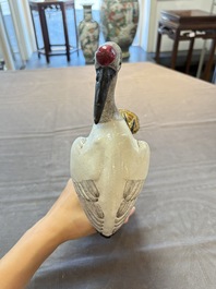 A pair of Chinese famille rose 'crane' groups, 19th C.
