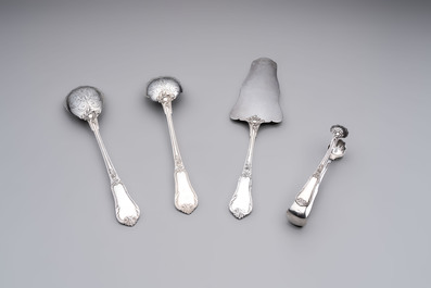 A set of four silver serving pieces, 800/000, Wolfers Fr&egrave;res, Brussels, 20th C.