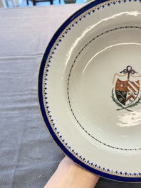 A Chinese armorial plate with the arms of Chadwick quartering Malvesyn, Carden and Bagot, Qianlong, dated 24 Jan. 1791