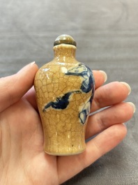 Two Chinese blue, white and copper-red snuff bottles and two blue and white snuff bottles, 19th C.