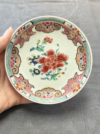13 Chinese famille rose cups and 15 saucers, Yongzheng/Qianlong