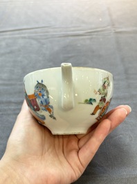 Three Chinese famille rose covered teapots and a warming bowl, Tongzhi, Guangxu and L&uuml; Zhi Xiang Zhi 呂芷薌製 marks, 19th C.