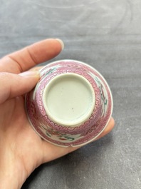 13 Chinese famille rose cups and 15 saucers, Yongzheng/Qianlong