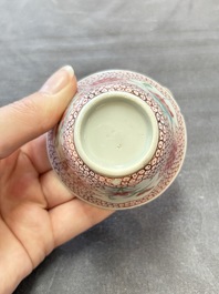 13 Chinese famille rose cups and 15 saucers, Yongzheng/Qianlong