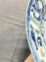 A Chinese blue and white 'kraak' 'Wang Xizhi' dish, Wanli