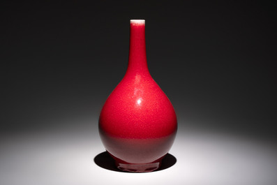 A Chinese sang-de-boeuf bottle vase, 19th C.