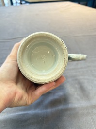 A Chinese blue and white jug and an Imari-style tankard, Transitional period/Kangxi