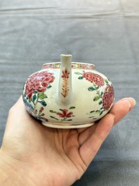 Two Chinese famille rose 'rooster' teapots, Yongzheng/Qianlong