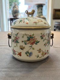 Three Chinese famille rose covered teapots and a warming bowl, Tongzhi, Guangxu and L&uuml; Zhi Xiang Zhi 呂芷薌製 marks, 19th C.