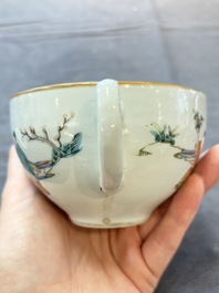 Three Chinese famille rose covered teapots and a warming bowl, Tongzhi, Guangxu and L&uuml; Zhi Xiang Zhi 呂芷薌製 marks, 19th C.