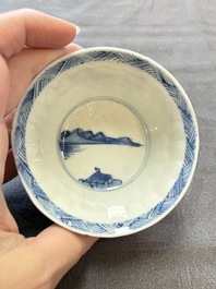 13 Chinese blue and white cups and 15 saucers, Kangxi
