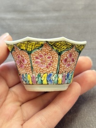13 Chinese famille rose cups and 15 saucers, Yongzheng/Qianlong