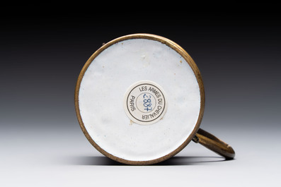 A Chinese Canton enamel mustard jar and square dish, Qianlong/Jiaqing