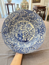 A Chinese blue and white 'pheasant' basin, Kangxi