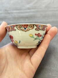 13 Chinese famille rose cups and 15 saucers, Yongzheng/Qianlong
