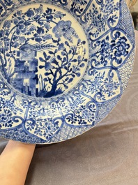 A Chinese blue and white 'pheasant' basin, Kangxi