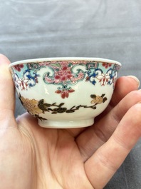 13 Chinese famille rose cups and 15 saucers, Yongzheng/Qianlong