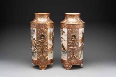 A pair of Japanese Satsuma vases, Meiji, 19th C.