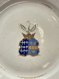 A Chinese famille rose gilt-decorated armorial plate, Qianlong