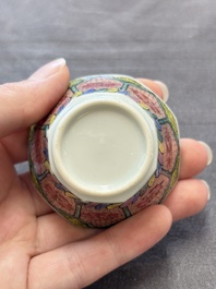 13 Chinese famille rose cups and 15 saucers, Yongzheng/Qianlong