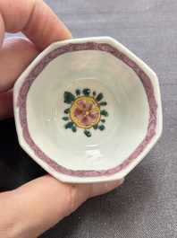 13 Chinese famille rose cups and 15 saucers, Yongzheng/Qianlong