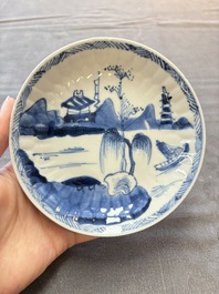 13 Chinese blue and white cups and 15 saucers, Kangxi