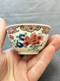 13 Chinese famille rose cups and 15 saucers, Yongzheng/Qianlong