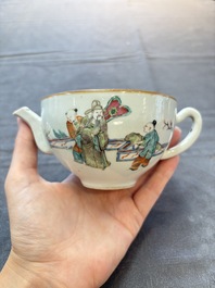 Three Chinese famille rose covered teapots and a warming bowl, Tongzhi, Guangxu and L&uuml; Zhi Xiang Zhi 呂芷薌製 marks, 19th C.
