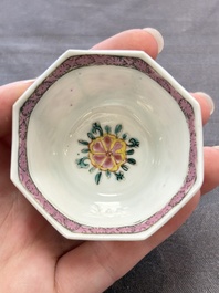 13 Chinese famille rose cups and 15 saucers, Yongzheng/Qianlong