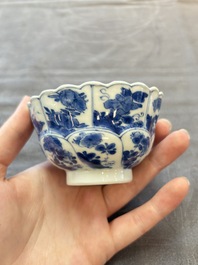 13 Chinese blue and white cups and 15 saucers, Kangxi