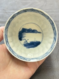 13 Chinese blue and white cups and 15 saucers, Kangxi