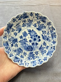 13 Chinese blue and white cups and 15 saucers, Kangxi