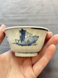 13 Chinese blue and white cups and 15 saucers, Kangxi
