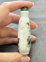 A Chinese wucai and two famille rose miniature vases and four famille rose snuff bottles, Wanli, Qianlong and Shen De Tang 慎德堂 marks, 19/20th C.