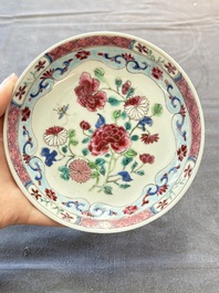 13 Chinese famille rose cups and 15 saucers, Yongzheng/Qianlong