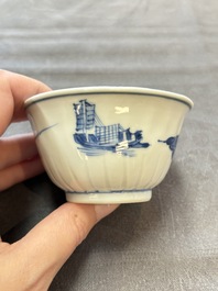13 Chinese blue and white cups and 15 saucers, Kangxi
