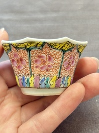 13 Chinese famille rose cups and 15 saucers, Yongzheng/Qianlong