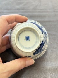 13 Chinese blue and white cups and 15 saucers, Kangxi