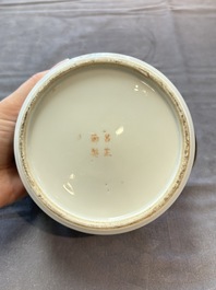 Three Chinese famille rose covered teapots and a warming bowl, Tongzhi, Guangxu and L&uuml; Zhi Xiang Zhi 呂芷薌製 marks, 19th C.