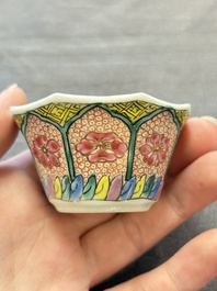 13 Chinese famille rose cups and 15 saucers, Yongzheng/Qianlong