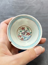 13 Chinese famille rose cups and 15 saucers, Yongzheng/Qianlong