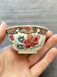 13 Chinese famille rose cups and 15 saucers, Yongzheng/Qianlong