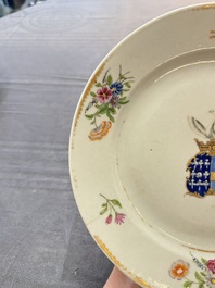 A Chinese famille rose gilt-decorated armorial plate, Qianlong